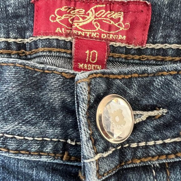 One-5-One Stretch Blue Denim Jeans Embellished Pockets - Picture 5 of 7